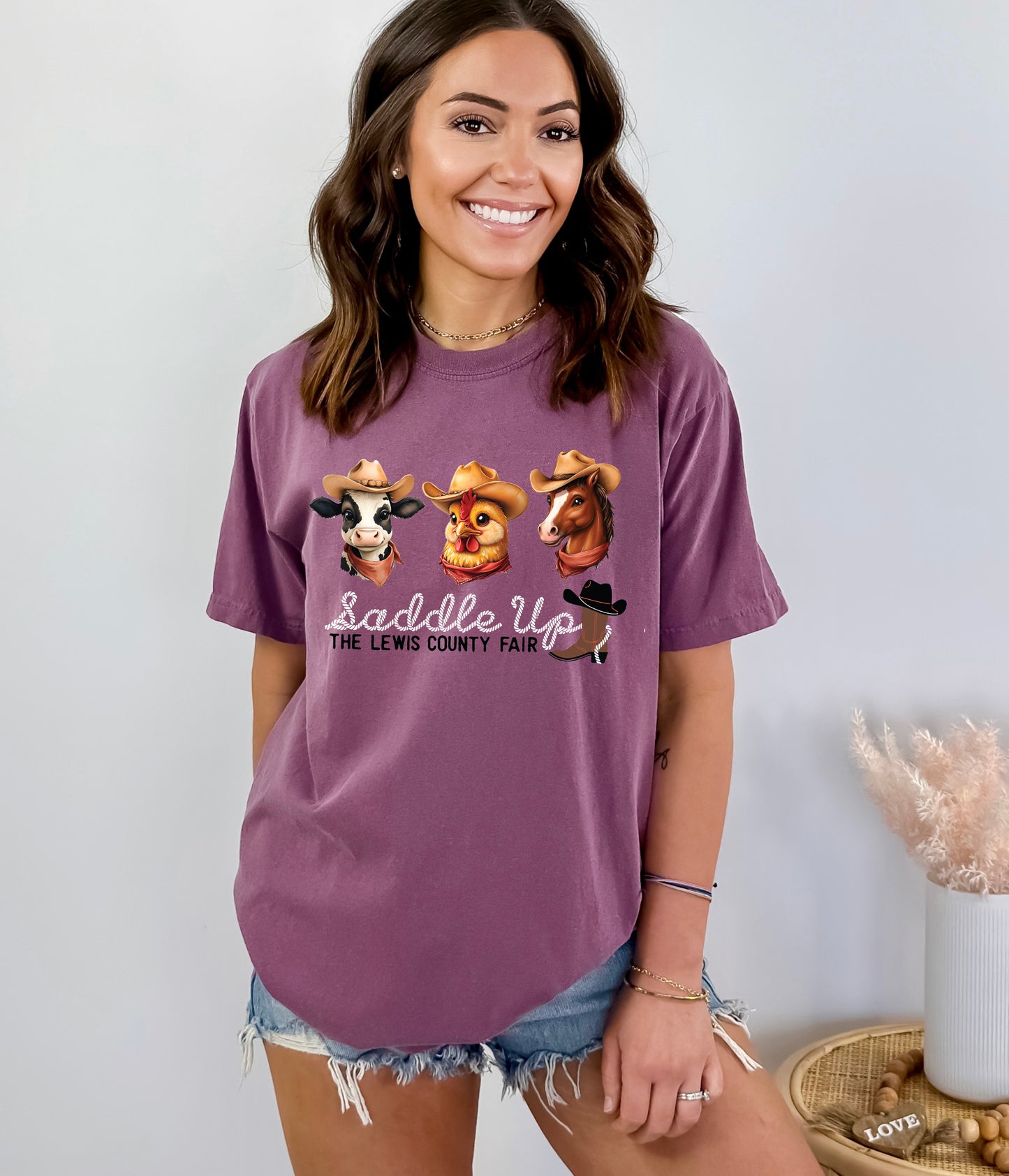 Adult - Lewis County Fair Short Sleeve Tees 2025- Saddle Up - Animals