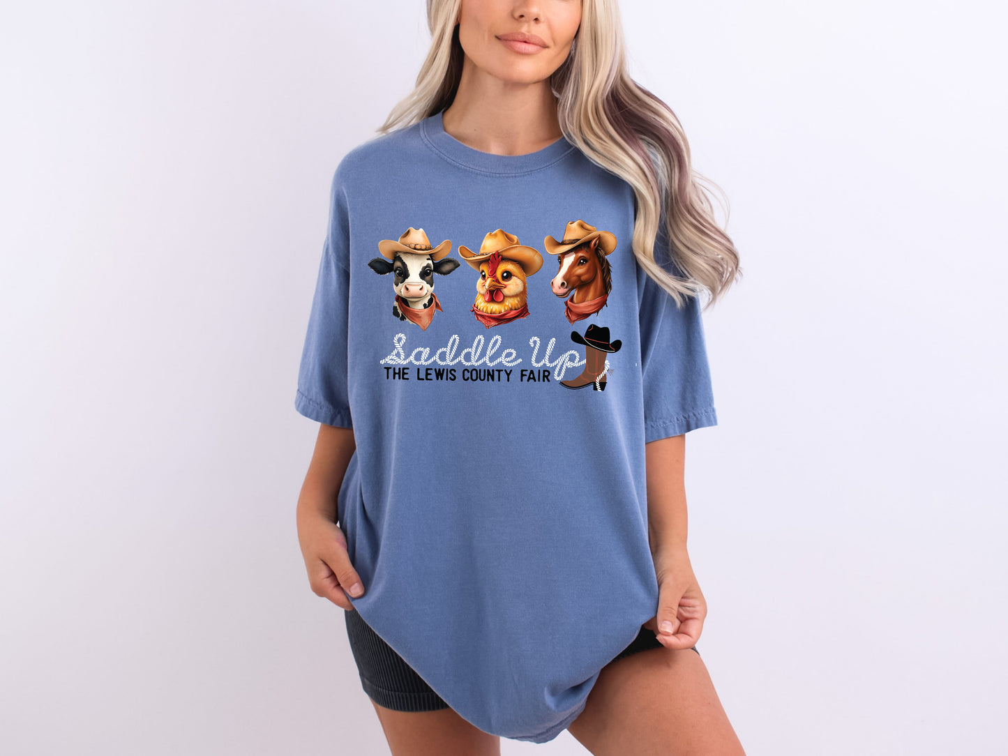 Adult - Lewis County Fair Short Sleeve Tees 2025- Saddle Up - Animals