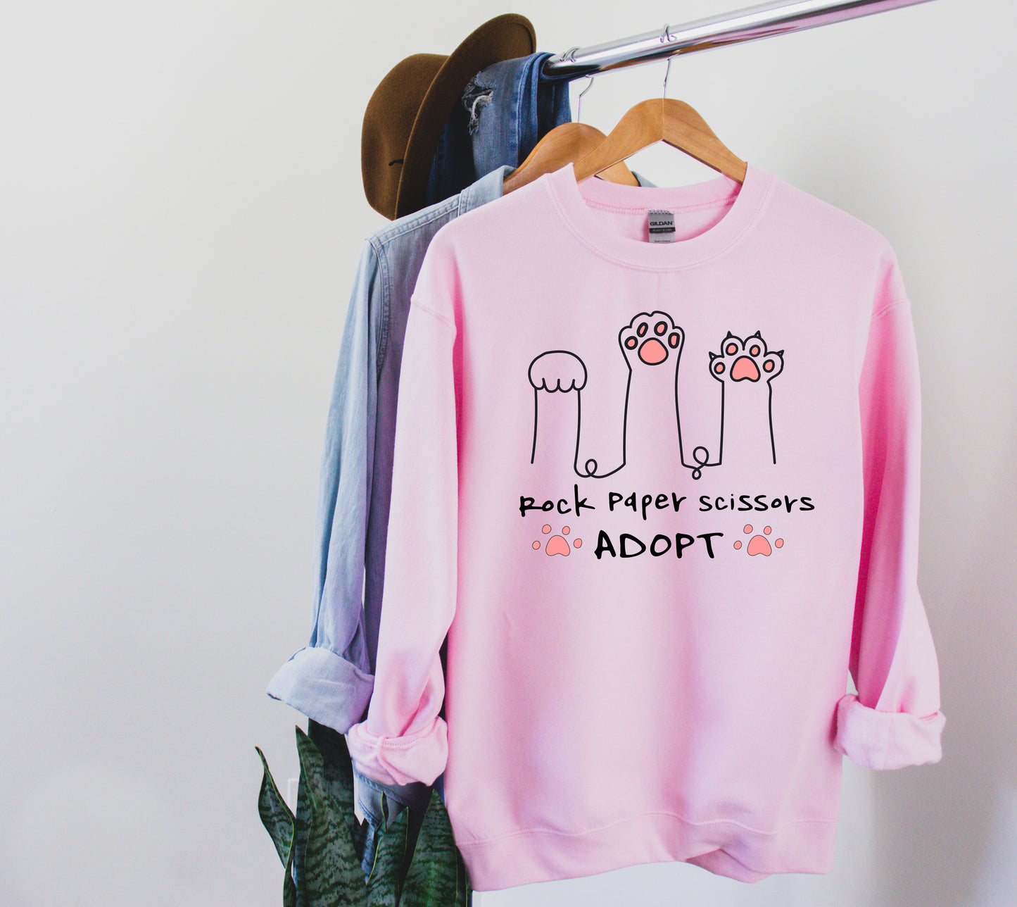Rock Paper Scissors - Adopt! Lewis County Humane Society -Gildan Crewneck Sweatshirt