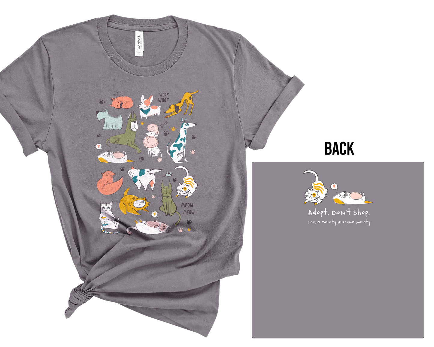 Cats and Dogs! Lewis County Humane Society - Bella Canvas - Tee