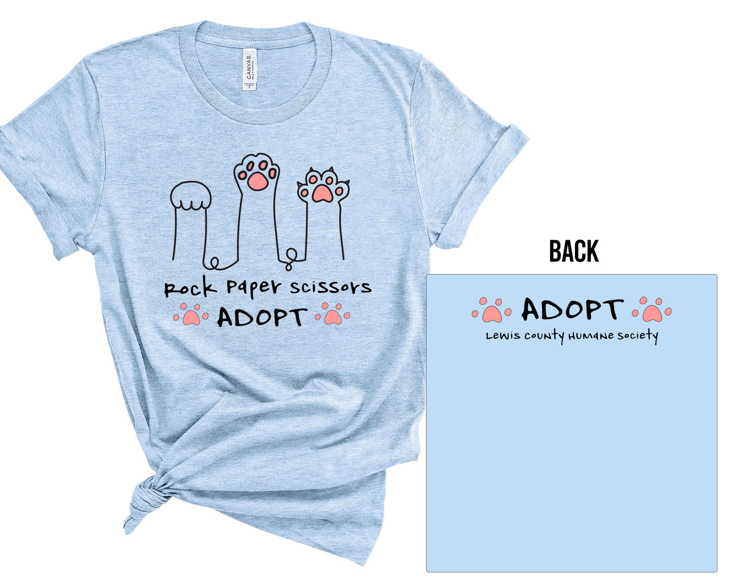 Rock Paper Scissors - Adopt! Lewis County Humane Society - Bella Canvas - Tee