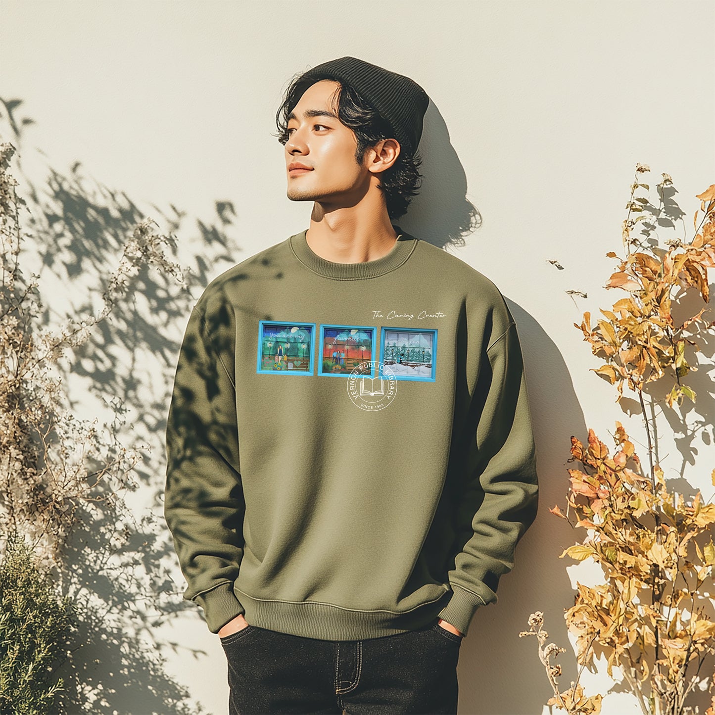 Vernon Library - Fundraiser - Carin Kent Window Art Crewneck