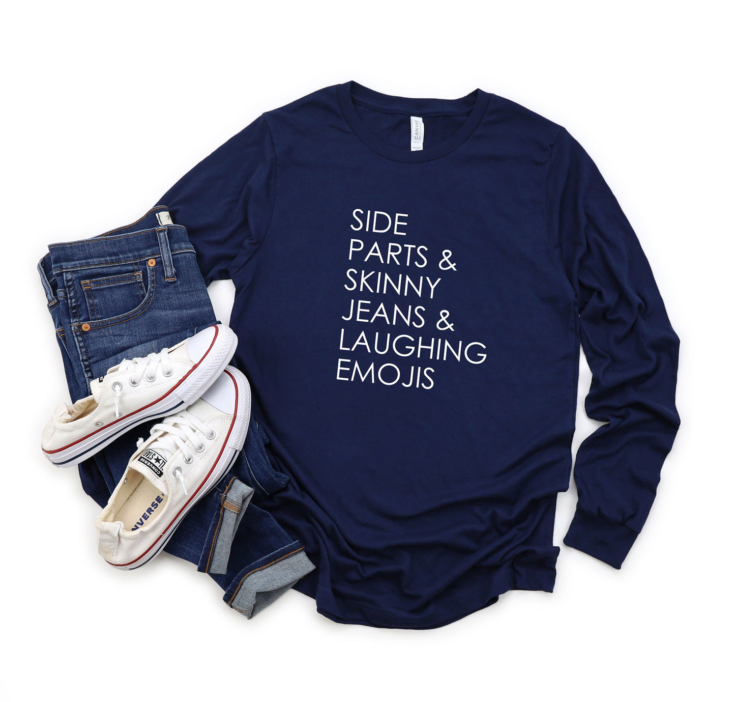 Side Parts & Skinny Jeans And Laughing Emojis - Millennial Shirt