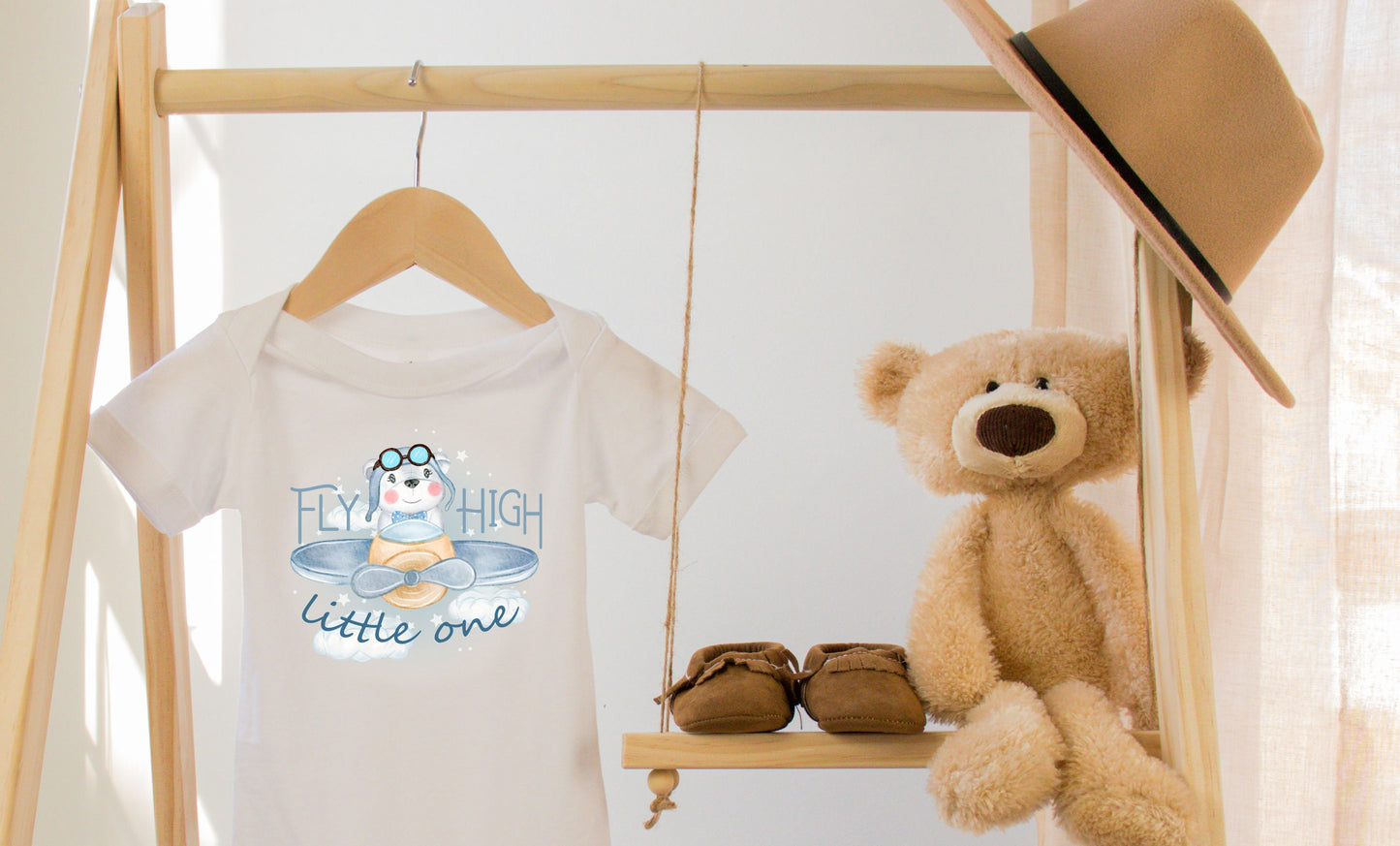 Fly High Little One - Tiny Airplane -Baby One Piece Bodysuit