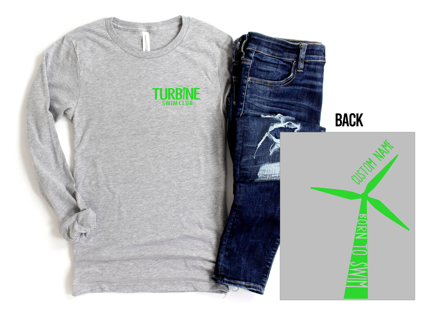 YOUTH Turbines Swim Club - Long Sleeve Tee - Bella Canvas Brand