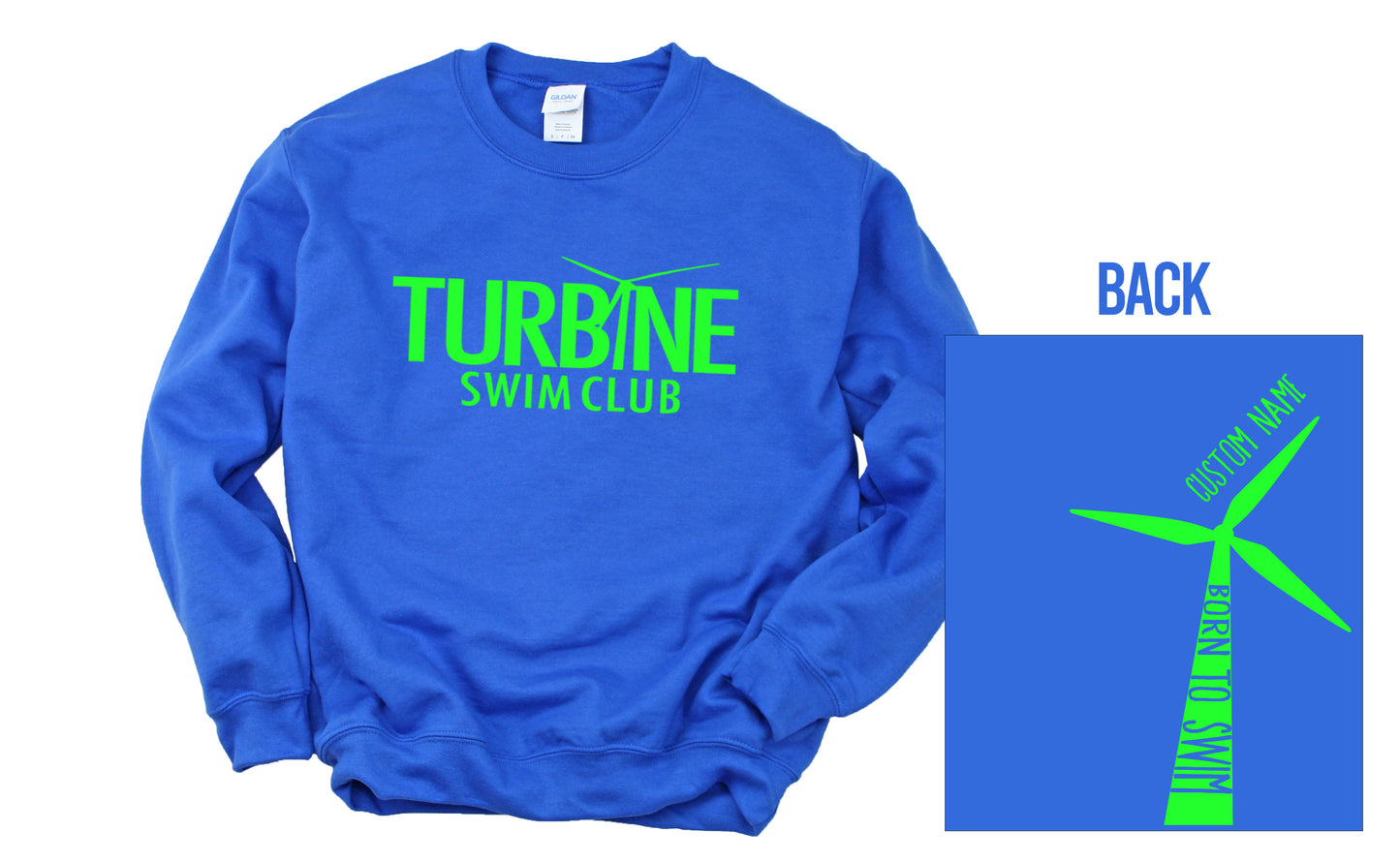 YOUTH Turbines Swim Club - Crewneck Sweatshirt - Gildan Heavy Cotton