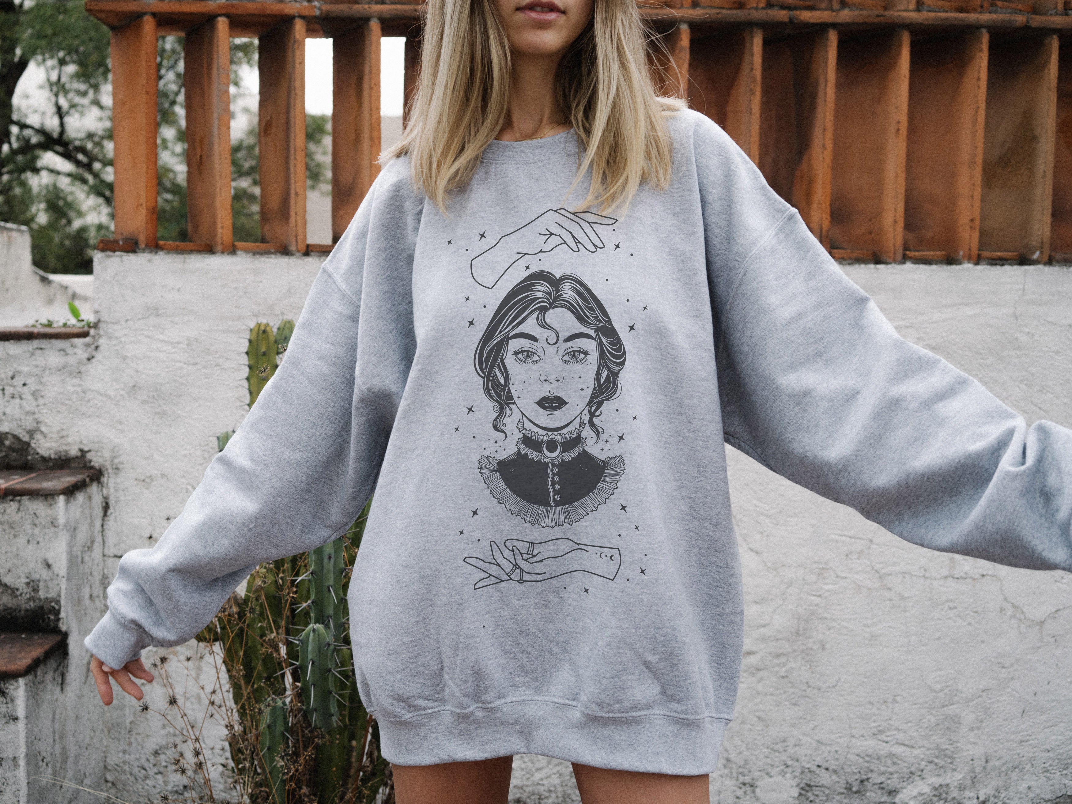 Oversized Wednesday Themed Crewneck Sweatshirt - Gildan Brand