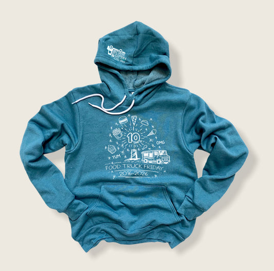 10 Year Anniversary of Lewis County Food Truck Fridays - Bella Canvas Hooded Sweatshirt