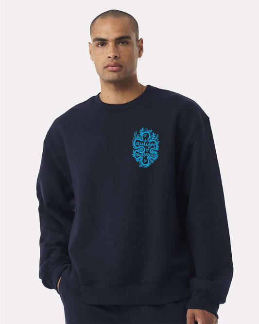 Embroidered Autism Puzzle/Floral Design - 2026- Bella Canvas Heavyweight Crewneck