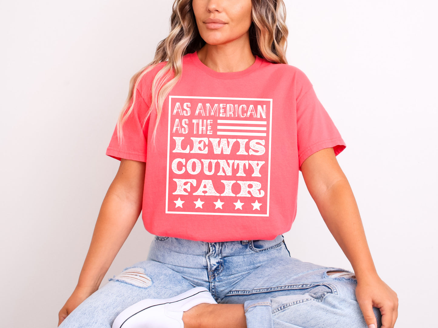 As American as the Lewis County Fair Tee -Large Front One Color Design