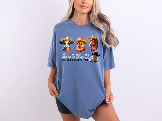 Adult - Lewis County Fair Short Sleeve Tees 2025- Saddle Up - Animals