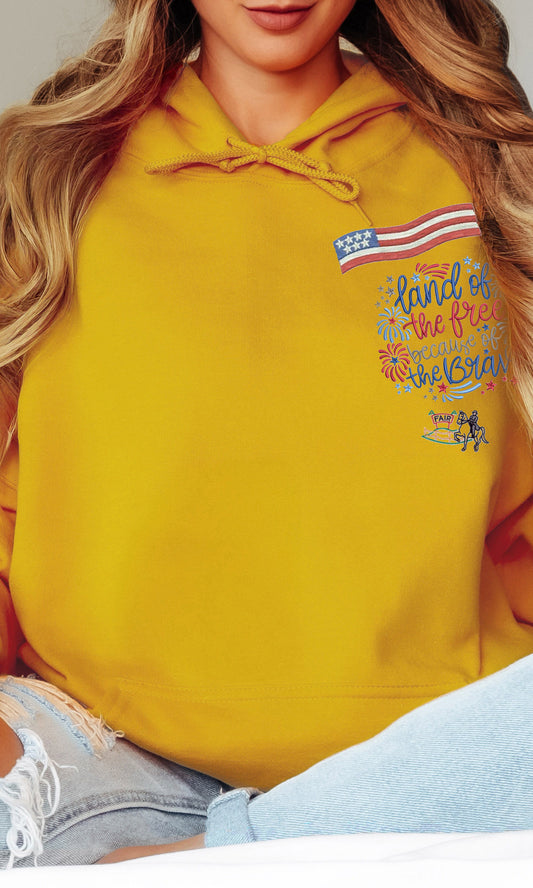 Embroidered Land of the Free - Fair Hooded Sweatshirt