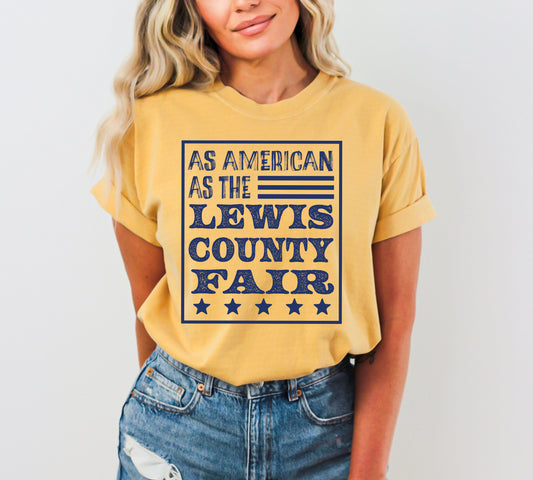 As American as the Lewis County Fair Tee -Large Front One Color Design
