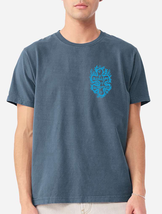Embroidered Autism Puzzle/Foral Design - 2026- Bella Canvas Heavyweight Tee