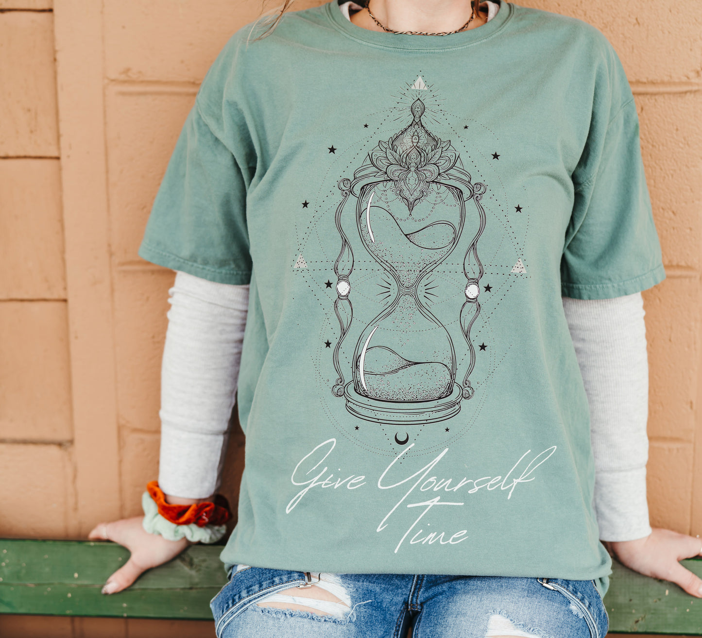 Women's Give Yourself Time Hour Glass V-Neck Tee