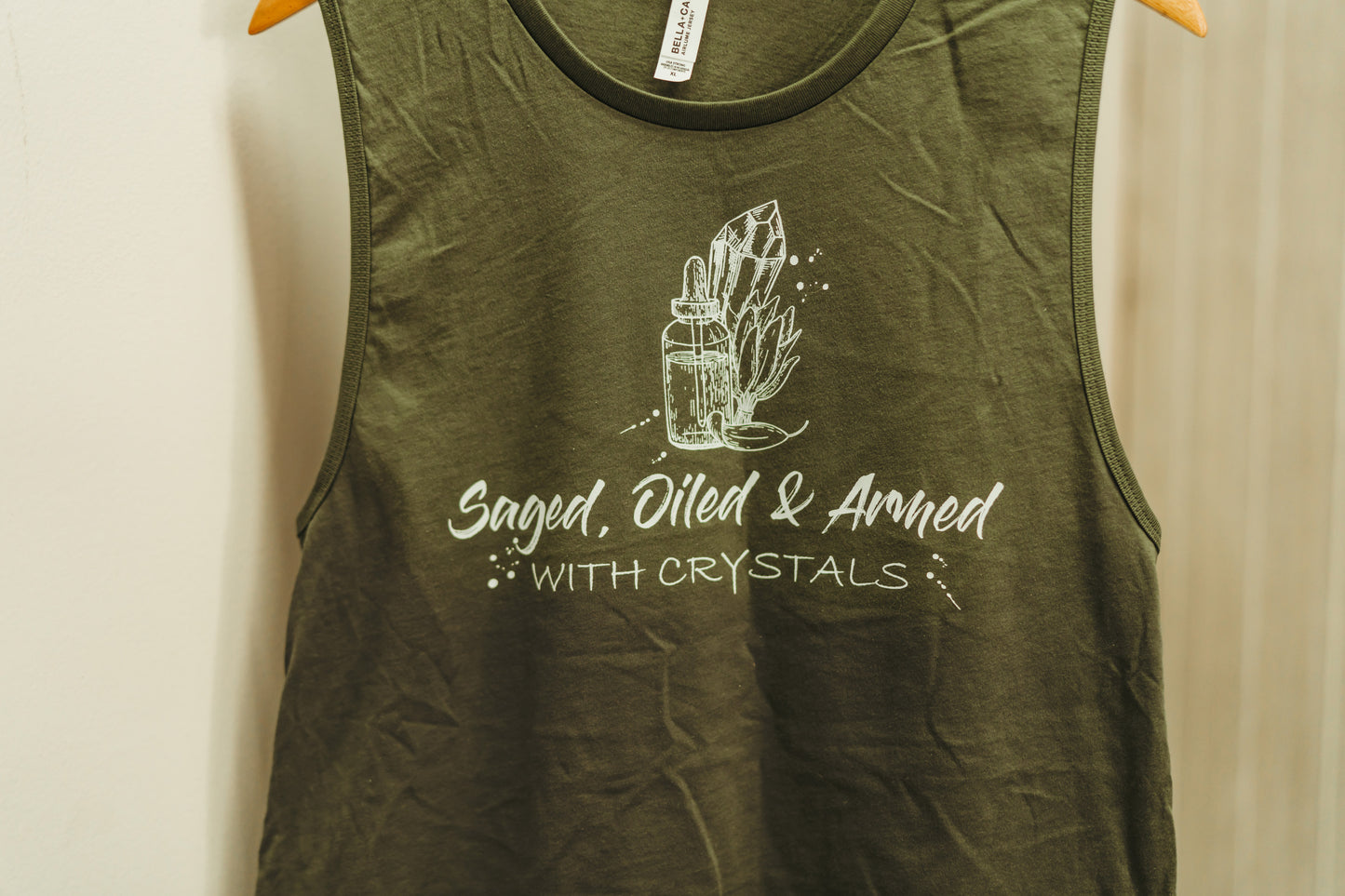 Women's Saged, Oiled & Armed with Crystals Muscle Tank