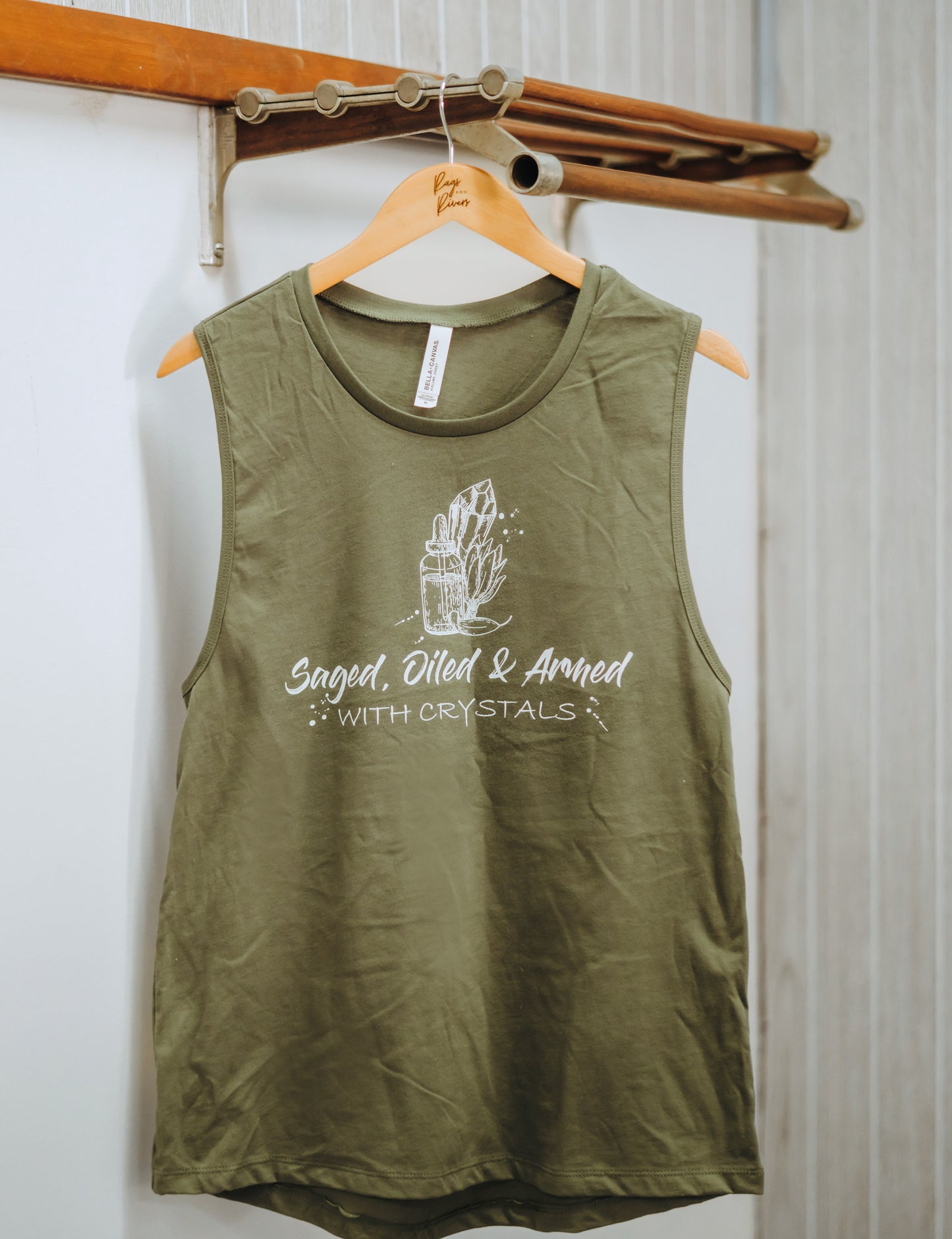 Women's Saged, Oiled & Armed with Crystals Muscle Tank