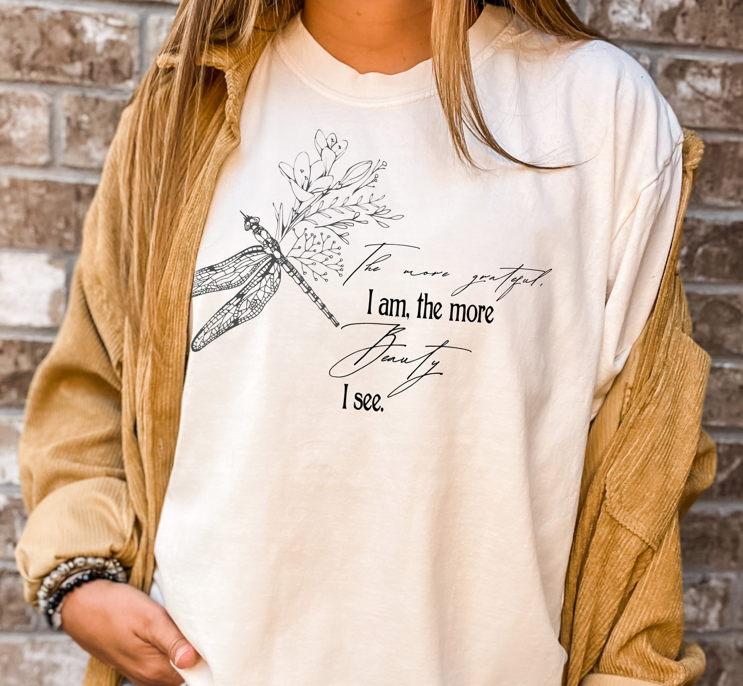 The More Grateful I am, The More Beauty I see - Dragonfly Tee - Unisex & Youth