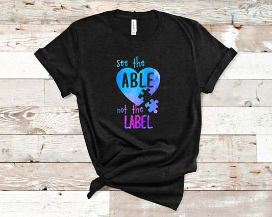 Throwback -See The Able Not The Label- Autism Awareness Month (2019 Sale)- Adult T-shirt- Unisex Adults