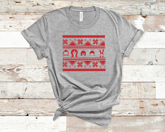 Bobs Burgers Ugly Tee - Ugly "Sweater" Design - Funny Christmas Gift