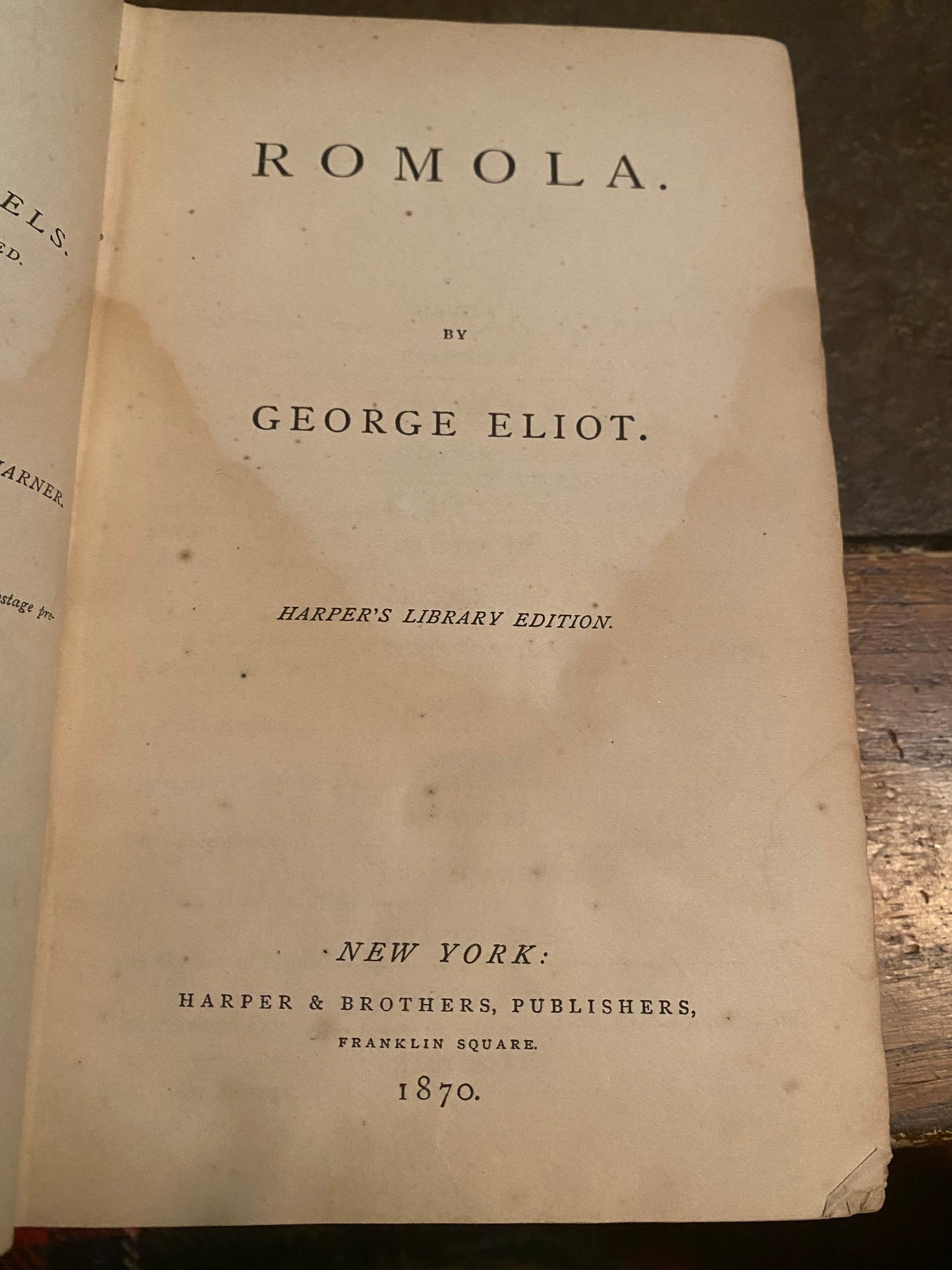 George Elliot Volume V. Romola